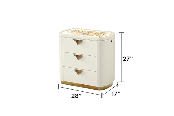 English Elm La Pierre Modern 5-Piece Queen Bedroom Set With Upholstered Bed, Gold Accents & Ambient Lighting B009S02120