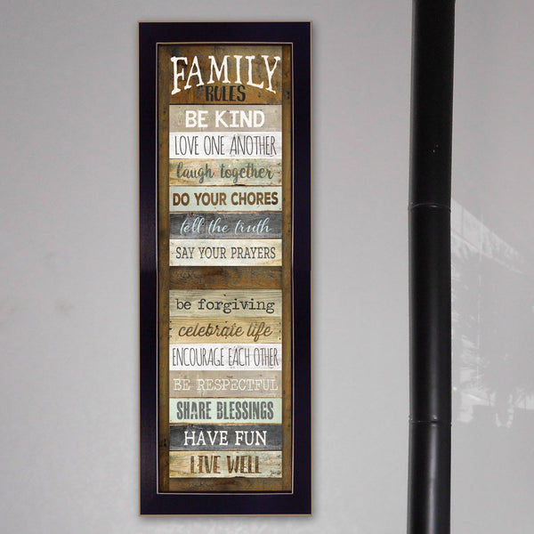 English Elm "family Rules" Marla Rae Typographic Shutter Art Black Framed Ready to Hang Print B06786207