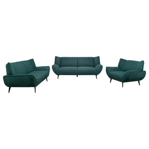English Elm Logan Teal Blue 3-Piece Sofa Set: Modern Wingback Design With Plush Comfort & Sleek Metal Legs B062S01269
