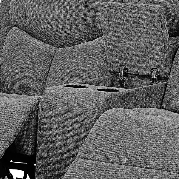 English Elm Kalen Gray Chenille Loveseat w/Console Recliner, Tufted Design, Pocket Coil Support, Cup Holders B2726P253088