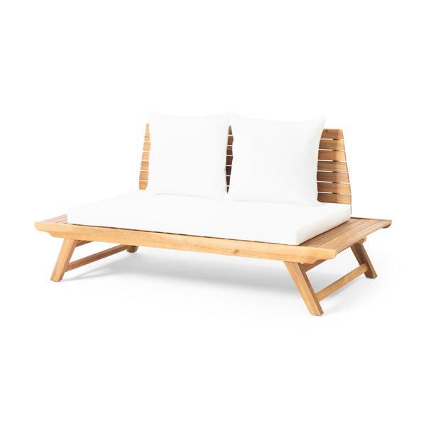 English Elm Christopher Knight Home® - SEDONA Acacia Wood Loveseat with Water-Resistant Cushions and Wide Seat Panel for Outdoor Comfort Teak 68.5 L x 32 W x 11.25 H 63745.00WHI