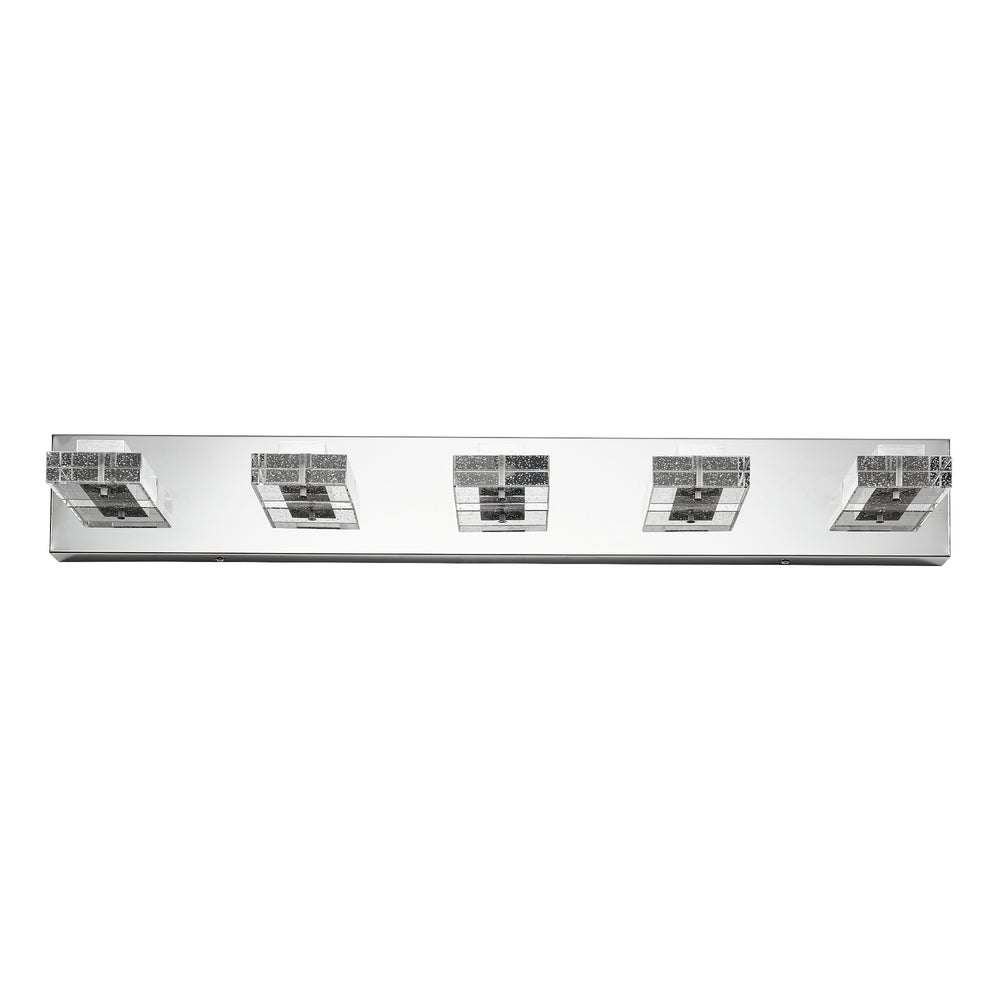 English Elm 31" Modern Chrome 5-Light Led Vanity Light Fixture With Square Acrylic Shades For Stylish Bathrooms W2312P374927