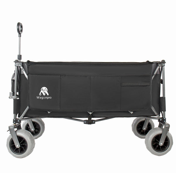 English Elm 52-inch Heavy Duty Folding Utility Wagon 560lb Capacity All Terrain Collapsible Cart Black+ Gray W2932P417661