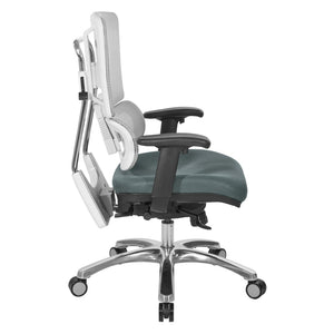 OSP Home Furnishings White Mesh Back Ergonomic Office Chair with Lumbar Support and Adjustable Arms for Managers 99661W-2M