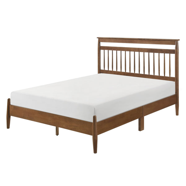 English Elm Transitional Queen Platform Bed with Arts & Crafts Inspired Wood Frame, Warm Finish, Slat Support Chestnut 60 L x 24.75 W x 6 H B011P207873