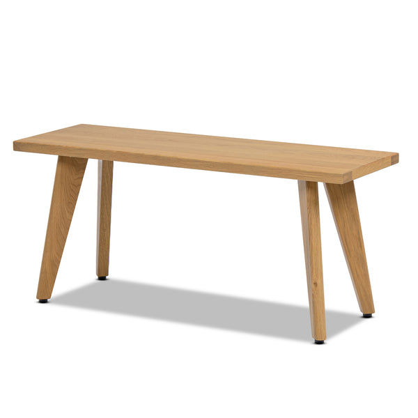 English Elm Jennifer Taylor Home - Capri Solid Red Oak Wood Bench 41.5" – Handcrafted Mid-Century Tapered Legs, Slim Space-Saving Seat Brown B2719P395573
