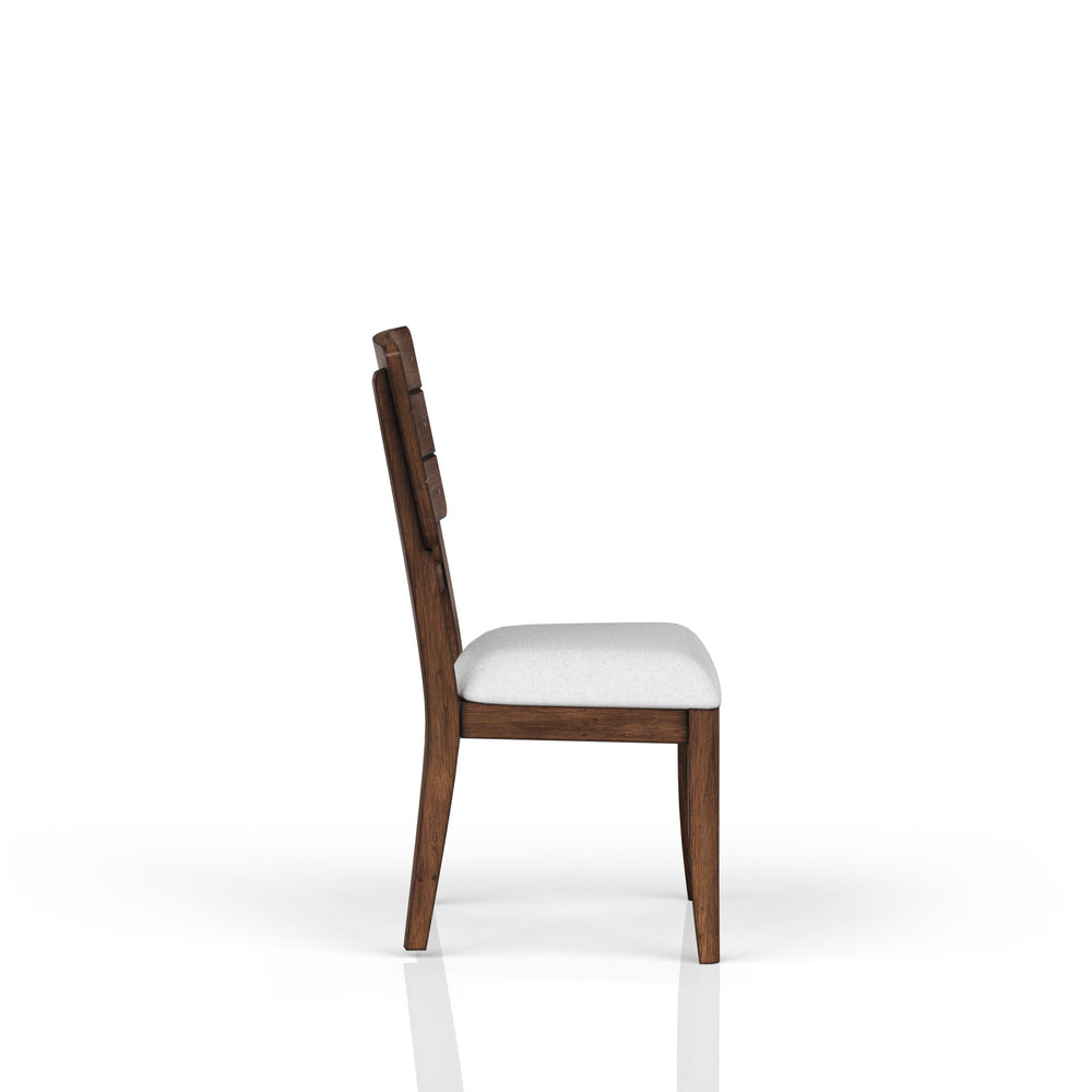 English Elm Casual Brown Side Dining Chairs Set of 2 — Tray Back, Contrasting Upholstered Seat, Solid Wood Finish B2699P218282