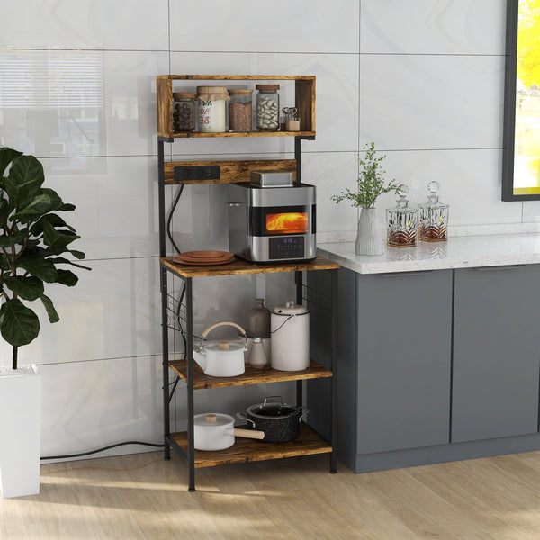 English Elm HOMCOM Mobile Kitchen Island Cart with Solid Wood Top, Drawer, Cabinet & Towel Rack for Dining Room Rustic Brown W2225P217421