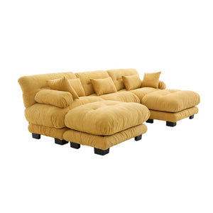 English Elm United We Win U-Shape Modular Couch In Plush Velvet With Ottomans & Lumbar Pillows For Ultimate Comfort W1568S00199-GIGA