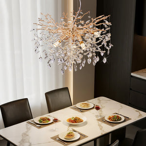 English Elm Modern Gold Crystal Branch Chandelier Sculptural 6-light Fixture for Dining Rooms W1340P461543