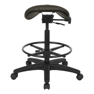 OSP Home Furnishings Backless Saddle Stool Ergonomic Pneumatic Height Adjustable Office Studio Task Seating Dillon Graphite ST205-R111