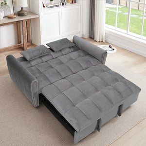 English Elm 65-inch Velvet Convertible Futon Sofa Bed with Adjustable Back for Living Room Dark Gray W2564S00070