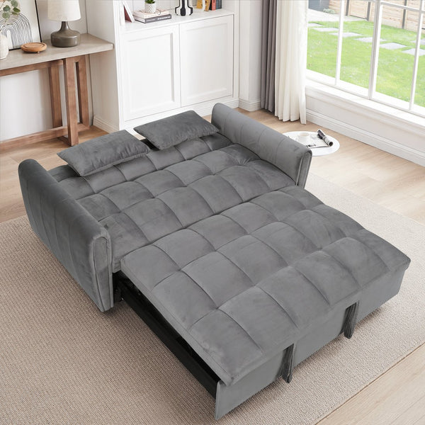 English Elm 65-inch Velvet Convertible Futon Sofa Bed with Adjustable Back for Living Room Dark Gray W2564S00070