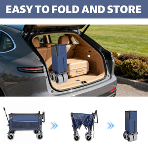 English Elm Multi-functional Folding Wagon with Balloon Tires 480lb Capacity Outdoor Terrain Cart W2932P362789