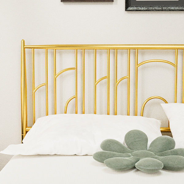 English Elm Queen Upholstered Platform Bed Frame with Wooden Slats, Padded Headboard, Sturdy 800lb Support Gold W2992P233431