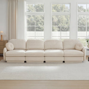English Elm 137"chenille Cloud Sofa Quilted 4 Seater with Plush Cushions for Modern Living Rooms W714S01753