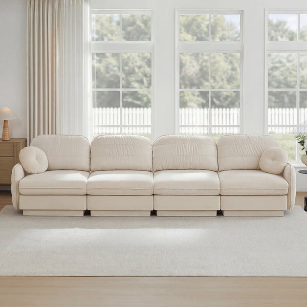 English Elm 137"chenille Cloud Sofa Quilted 4 Seater with Plush Cushions for Modern Living Rooms W714S01753