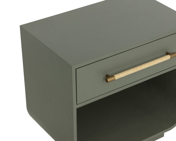 Sunpan Tarrant Nightstand - Modern Sage Green Design With Raffia Wrapped Handle For Stylish Bedroom Storage Green Wood 111740