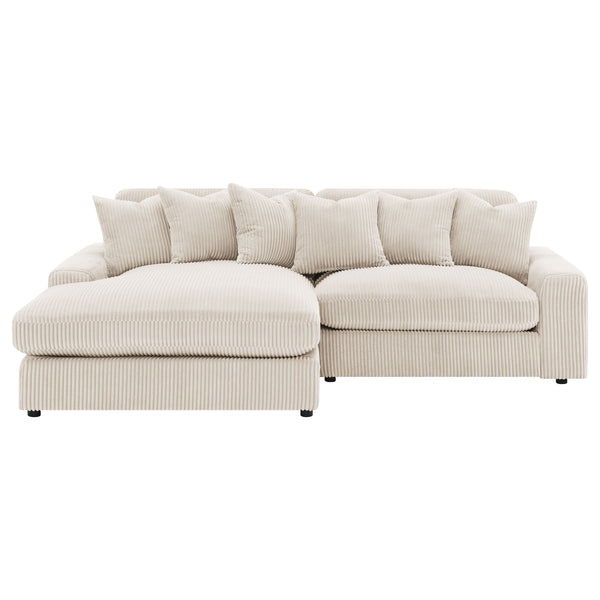 English Elm Upton Sand Reversible Sectional Sofa with Trillium Blend Cushions, Neutral Modern Comfort for Family Living B062S01241