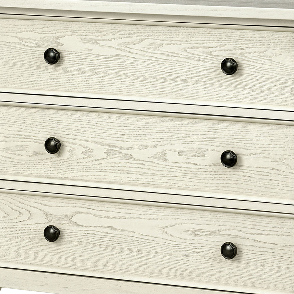 JLA Home Madison Park Signature - Large Dresser with Six Smooth-Glide Drawers, Velvet-Lined Boxes, Solid Spindle Legs, Metal Knobs, Anti-Tip Safety and 70" Width for Versatile Home Storage Antique Cream MPS137-0324