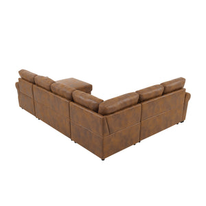English Elm Linen Blend U-shape Sectional Sleeper with Tufted Back and Hidden Storage Chaise B2748S00011