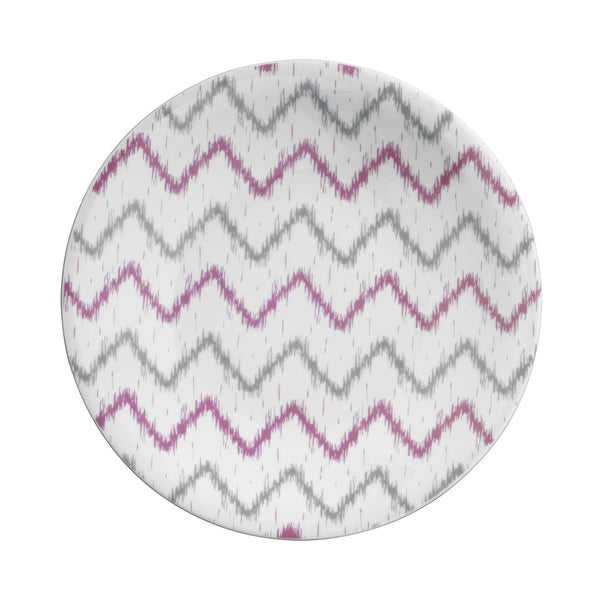 English Elm Zeugma 16-Piece Porcelain Dinnerware Set with Chevron Pattern, Microwave & Dishwasher Safe Durable Pink B029P333183