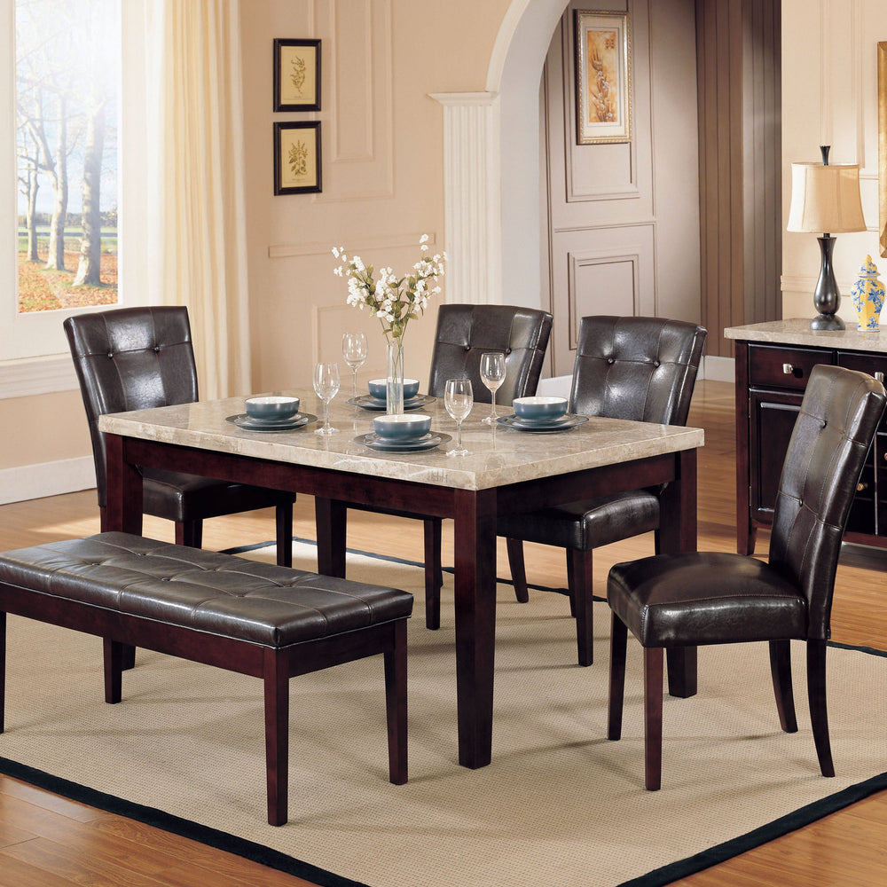 English Elm Espresso Tufted Back Side Chairs Set of 2 — Espresso PU Leather, Walnut Legs, Biscuit Tufting Elegance B062P189086