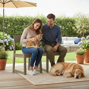 English Elm 2-pack Modernist Recycled Hdpe Slatted Patio Chairs Weather Resistant Outdoor Seating Set W3566P342906