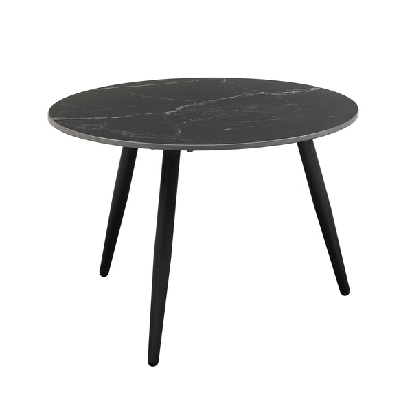 English Elm Modern Nesting Cocktail Tables 3-Piece Occasional Set with Sintered Stone Tops and Metal Legs, Compact Stylish Design Black 35 L x 35 W x 5.5 H B011P232142