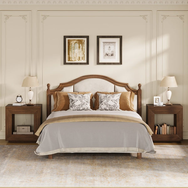 English Elm Rustic Wood End Table With Led Lighting & Integrated Power Hub - Stylish 2-Tier Storage Solution W1550P330032-GIGA