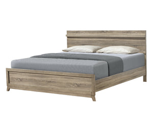 English Elm 1Pc Queen Size Bed Frame - Modern Rustic Wooden Design, Light Natural Finish, Easy Assembly & Support B2741S00264