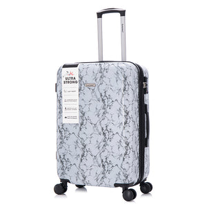 English Elm 3-piece Polycarbonate Hardshell Luggage Set with Swivel Wheels and Combo Lock White+Gray T3292P316954