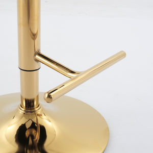 English Elm A&A Velvet Tufted Swivel Barstool with Ergonomic Back and Gold-Plated 17.7" Base, Set of 2 Black W1143P204044