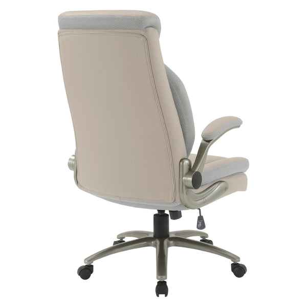 OSP Home Furnishings Big and Tall Ergonomic Office Chair with Lumbar Support Leather Seat 400 Lb Capacity Taupe ECH14517BT-EC21