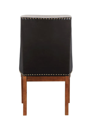 English Elm Gilsea Two-Tone Brown Upholstered Side Chairs Set of 2 with Nailhead Trim, Faux Leather & Wood Finish B2726P320910