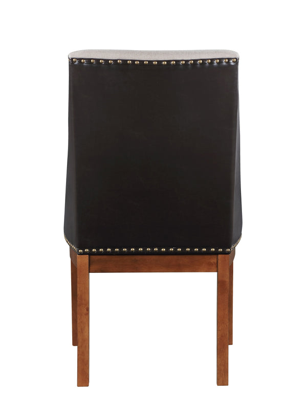 English Elm Gilsea Two-Tone Brown Upholstered Side Chairs Set of 2 with Nailhead Trim, Faux Leather & Wood Finish B2726P320910