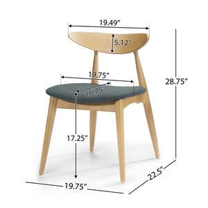 English Elm 5-piece Mid-century Rubberwood Dining Set with Upholstered Chairs for Kitchen or Room Natural+Grey,White Oak N759S003002L