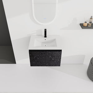 English Elm 24'' Floating Wall-Mounted Bathroom Vanity With Ceramic Sink, Soft-Close Doors & Modern Design P2 W999S00174-GIGA