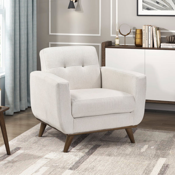 English Elm Contemporary Tufted Back Accent Chair with Reversible Removable Cushion, Solid Wood Legs, Cozy Upholstery Beige 36.5 L x 30.5 W x 20.5 H B011P379437