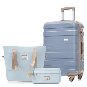 English Elm 3-piece Hardshell Abs Travel Set with Tsa Lock Spinner Wheels Duffel and Toiletry Bag Light Blue N726P439331C
