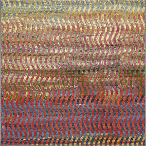 Unique Loom Outdoor Modern Wavy Machine Made Geometric Rug Multi, Beige/Blue/Brown/Cream/Green/Red/Navy Blue/Olive/Orange 5' 4" x 6' 1"