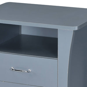 English Elm Colt Gray Finish Accent Table with 2 Drawers & Open Shelf, Tapered Legs, Wooden Case-Frame, 40lb Top B2726P272978