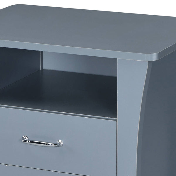 English Elm Colt Gray Finish Accent Table with 2 Drawers & Open Shelf, Tapered Legs, Wooden Case-Frame, 40lb Top B2726P272978