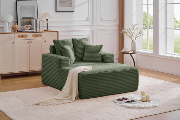 English Elm Oversized Corduroy Chaise Sleeper Sofa Deep Seat Lounge Chair for Apartment Bedroom Green W1752P402838