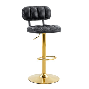 English Elm Set of 2 Adjustable Pu Leather Barstools with Chrome Base for Kitchen or Home Bar Black,Gold W3875P378577