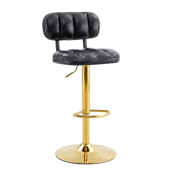 English Elm Set of 2 Adjustable Pu Leather Barstools with Chrome Base for Kitchen or Home Bar Black,Gold W3875P378577