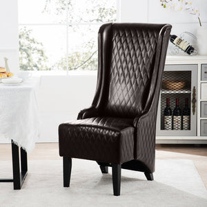 English Elm 23.03" Wide Pu Leather Wingback Accent Chair with Tall Back and Solid Birch Legs W680P421537