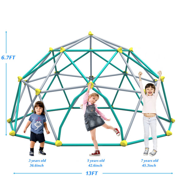 English Elm 13ft Geometric Climbing Dome Outdoor Play Structure Powder Coated Steel Holds 1000 Lbs Green,Silver N710SK1113F