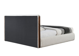 English Elm Sandro Ivory Boucle Wingback Eastern King Bed with Warm Walnut Wood Frame B2756S00043