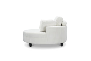 English Elm 51-inch corduroy sofa with tray and three pillows, compact solid wood frame, sponge cushions for cozy seating Beige W1658P143720